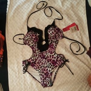 Purple cheetah print swimsuit